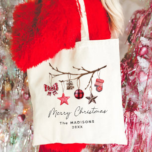 Bolsa Tote Ramo Rustic Felry Christmas Ornaments