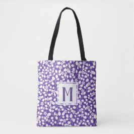 Bolsa Tote Ramos Florais Flores Brancas Roxas Modernas