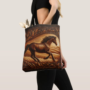 Bolsa Tote Ranhura de Cavalo de Couro Sunset