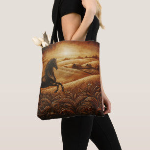 Bolsa Tote Ranhura de Cavalo de Couro Sunset