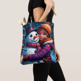 Bolsa Tote Rapariga Adorável De Natal E Neve