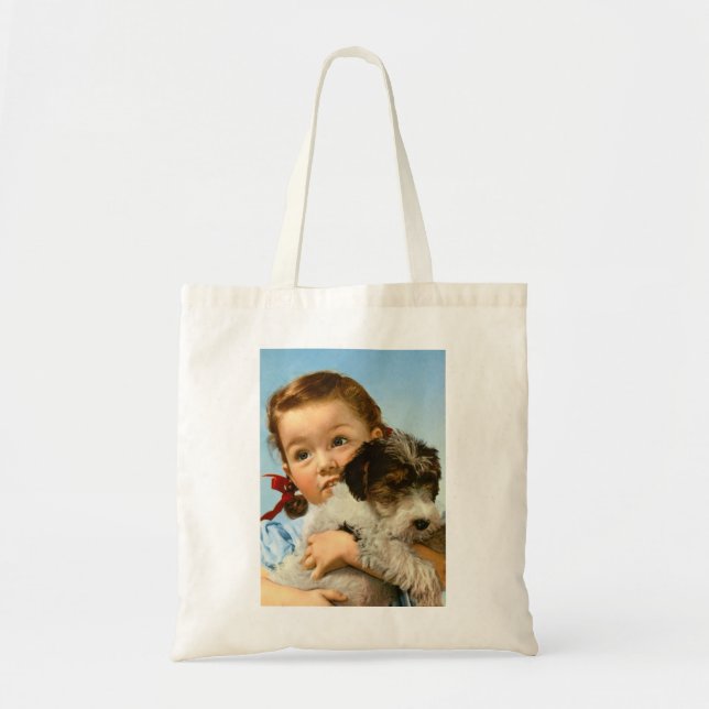 Bolsa Tote Rapariga com cão (Frente)