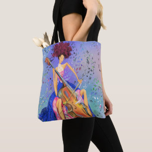 Bolsa Tote Rapariga com Cello - Melodia Fantástica - Arte Fa