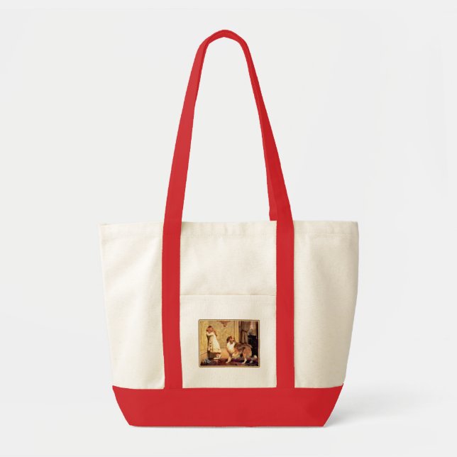 Bolsa Tote Rapariga com Pet Sheltie (Frente)