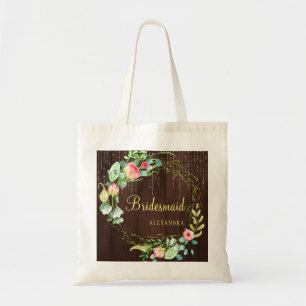 Bolsa Tote Rapariga de casamento de madeiras rústicas florais
