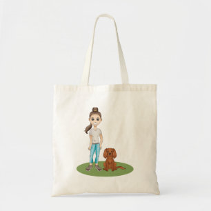 Bolsa Tote Rapariga de desenho animado e Ruby Cavalier King C