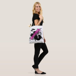 Bolsa Tote Rapariga de Drummer com Texto Roxo e Grungue Negro