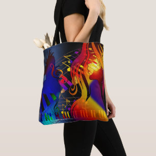 Bolsa Tote Rapariga De Festas Com Cores De Neon De Nota Music