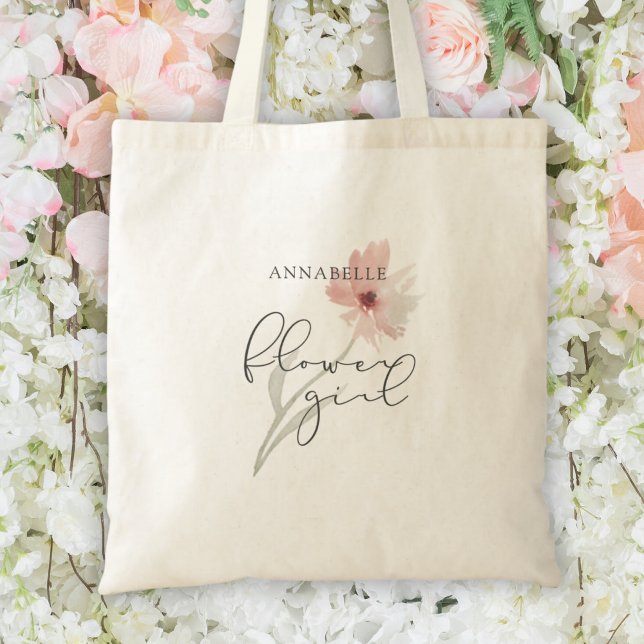 Bolsa Tote Rapariga de Flor Rosa de Água Personalizada (Criador carregado)