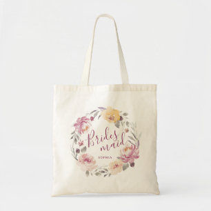 Bolsa Tote Rapariga de honra floral do jardim romântico pers