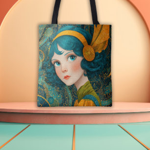 Bolsa Tote Rapariga Flapper Art Déco dos Anos 1920