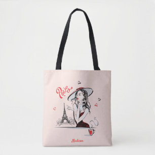 Bolsa Tote Rapariga Personalizada de Moda Paris - Saco de Tot