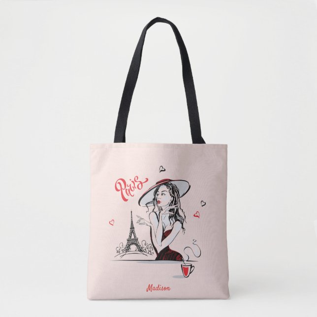 Bolsa Tote Rapariga Personalizada de Moda Paris - Saco de Tot (Frente)