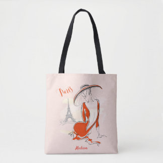 Bolsa Tote Rapariga Personalizada de Moda Paris - Saco de Tot