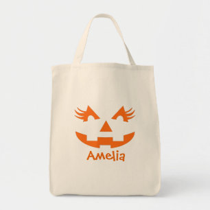 Bolsa Tote Rapariga Personalizada Jack O Lanterna Halloween