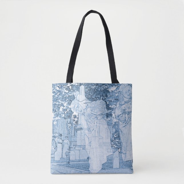 Bolsa Tote Raparigas Fantasmas Escapando Cemitério Vintage Ar (Frente)
