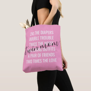 Bolsa Tote Raparigas Gêmeas Mãe de Multiplas Citação de S