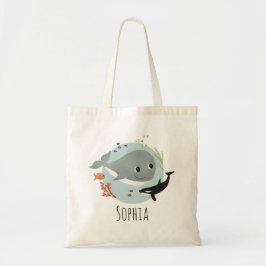 Bolsa Tote Raparigas Trendy Ocean Whale com Orca e Crianças d