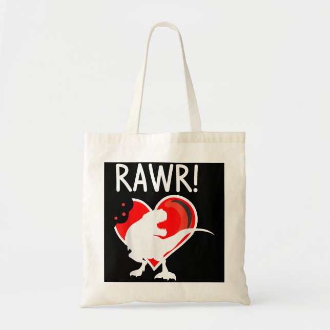 Bolsa Tote Rapazes Dia de os namorados Rawr Heart Dinosaur T  (Frente)