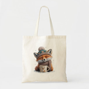 Bolsa Tote Raposa Aconchegante Temporada de Inverno Café de F