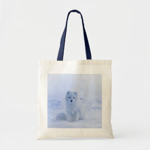 Bolsa Tote Raposa Árctica Cute em Inverno de Neve