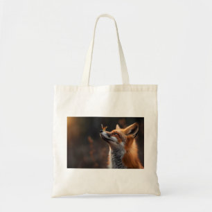 Bolsa Tote Raposa-branca com uma borboleta sentada no nariz