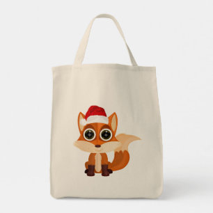 Bolsa Tote Raposa de Natal Fofa Desenho Animado Festa de Féri