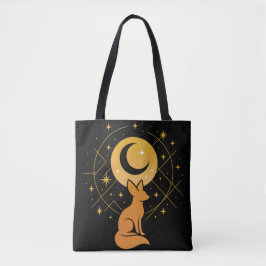 Bolsa Tote Raposa do Deserto Celestial - Lua e Estrelas Cósmi