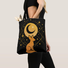 Bolsa Tote Raposa do Deserto Celestial - Lua e Estrelas Cósmi