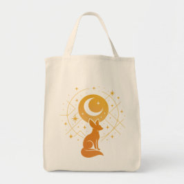 Bolsa Tote Raposa do Deserto Celestial - Lua e Estrelas Cósmi