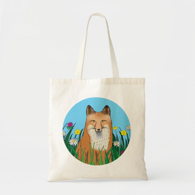 Bolsa Tote Raposa e Flores (Frente)