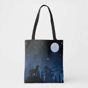 Bolsa Tote Raposa E Lua Cheia À Meia-Noite