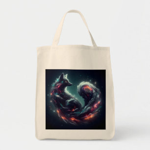 Bolsa Tote Raposa Espiritual Cósmica Estelar Fantasia Animal