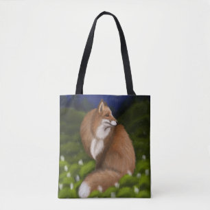 Bolsa Tote Raposa Lua na Floresta da Meia-Noite
