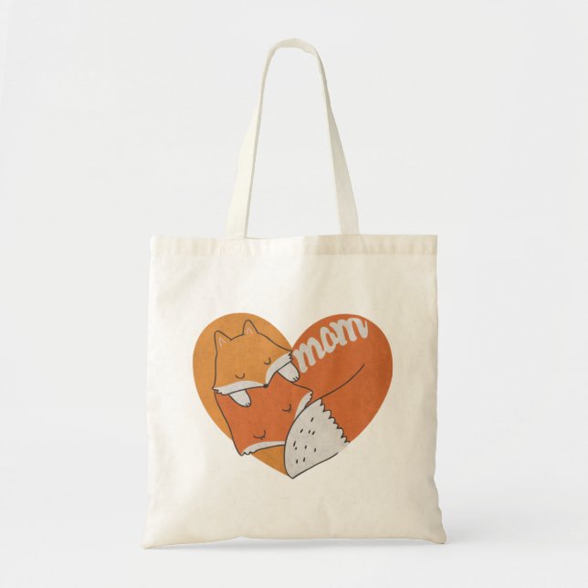 Bolsa Tote Raposa-Mãe e Raposa-Bebê Amor (Frente)