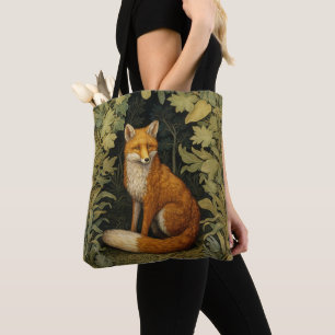 Bolsa Tote Raposa na floresta, estilo Art Nouveau