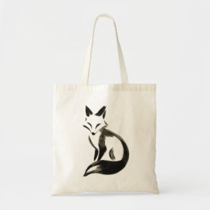 Bolsa Tote Raposa Silenciosa - Pincel de Tinta Minimalista no