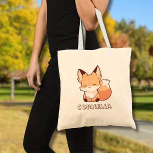 Bolsa Tote Raposa Sorridente Pequena e Fofa com Nome Personal