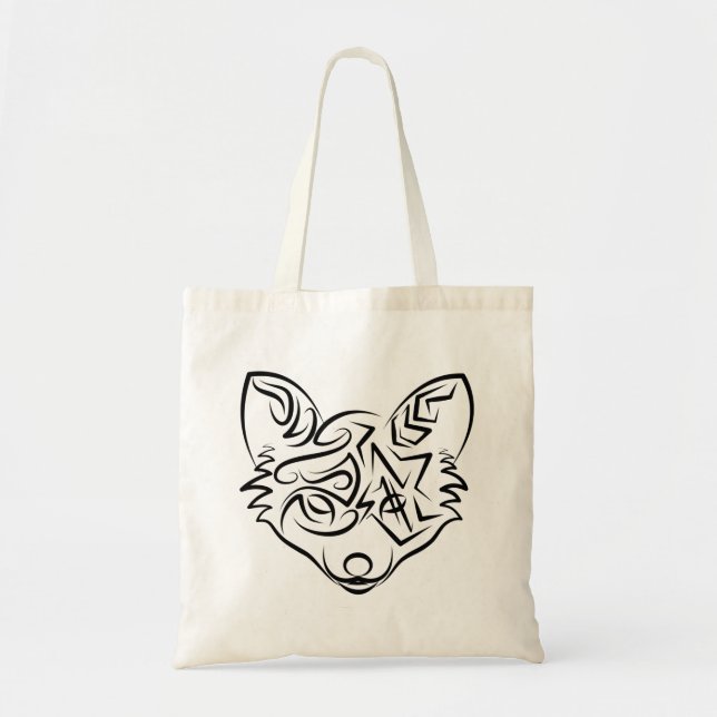 Bolsa Tote Raposa Tribal Negra (Frente)