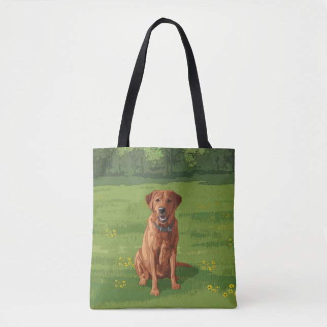 Bolsa Tote Raposa Vermelha Amarelo Labrador Cão de Retriever (Frente)