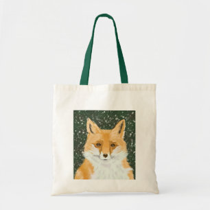 Bolsa Tote Raposa Vermelha Bonita na neve.