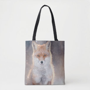 Bolsa Tote Raposa vermelha, floresta de inverno, ilustração c