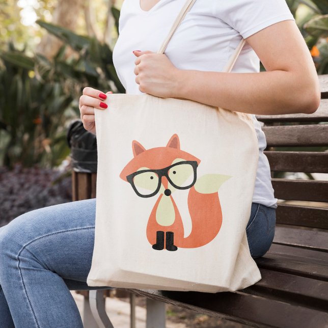 Bolsa Tote Raposa Vermelha Hipster Cura (Criador carregado)