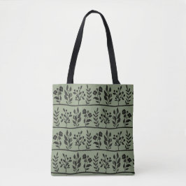Bolsa Tote Rapsódia Botânica Silhueta Floral Preta Botânica