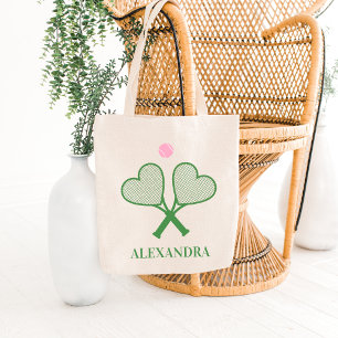 Bolsa Tote Raquete de Tênis Coração Personalizada Única