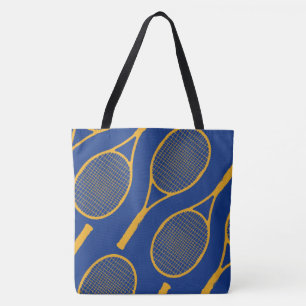 Bolsa Tote raquete tênis amarelo no na moda azul