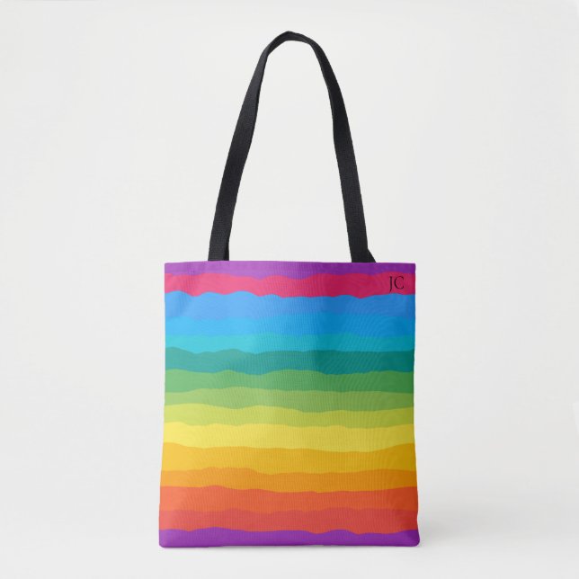Bolsa Tote Rascunho arco-íris multicolorido (Frente)
