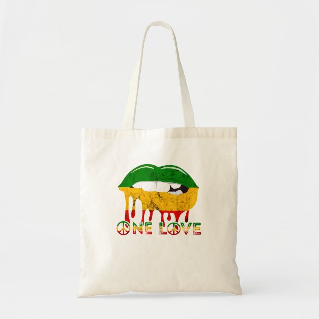 Bolsa Tote Rasta Reggae Lábios Boca Música Jamaicana One Prid (Frente)