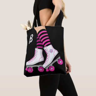 Bolsa Tote Rastreamento do Skate do cilindro rosa e preto