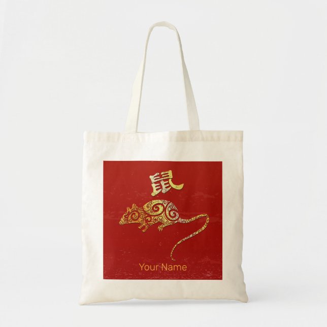 Bolsa Tote Rat Chinês - Símbolo de constelação do Horoscópio  (Frente)